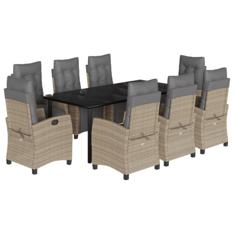 vidaXL 9-delige Tuinset met kussens poly rattan gemengd beige afbeelding2 - 1