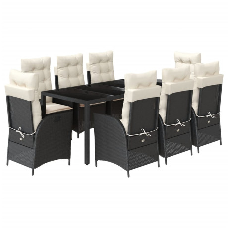 vidaXL 9-delige Tuinset poly rattan zwart afbeelding2 - 1