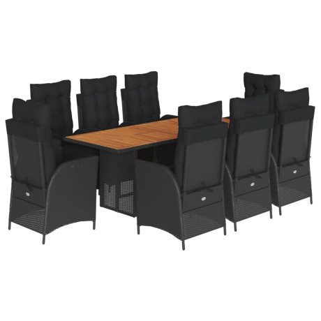 vidaXL 9-delige Tuinset poly rattan zwart afbeelding2 - 1