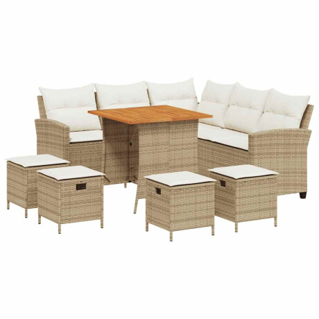 vidaXL 6-delige tuinbankset met kussens L-vormig beige polyrotan afbeelding2 - 1
