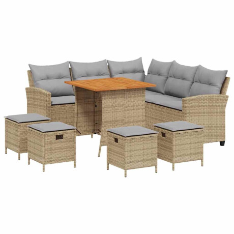 vidaXL 6-delige tuinbankset met kussens L-vormig beige polyrotan afbeelding2 - 1