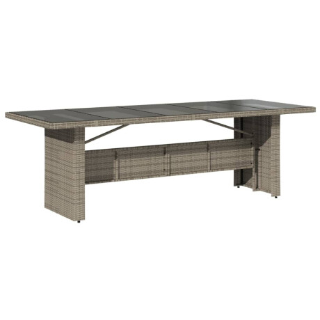 vidaXL Tuintafel met glazen blad 240x90x75 cm poly rattan grijs afbeelding2 - 1