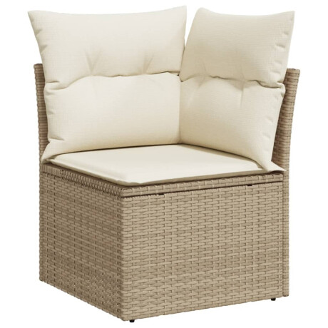 vidaXL Tuinhoekbank met kussens poly rattan beige afbeelding2 - 1