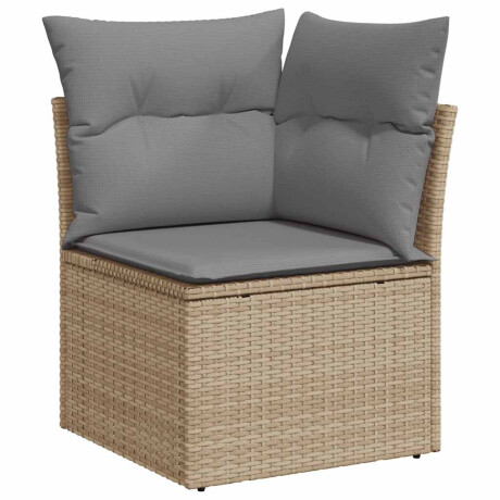 vidaXL Tuinhoekbank met kussens poly rattan beige afbeelding2 - 1