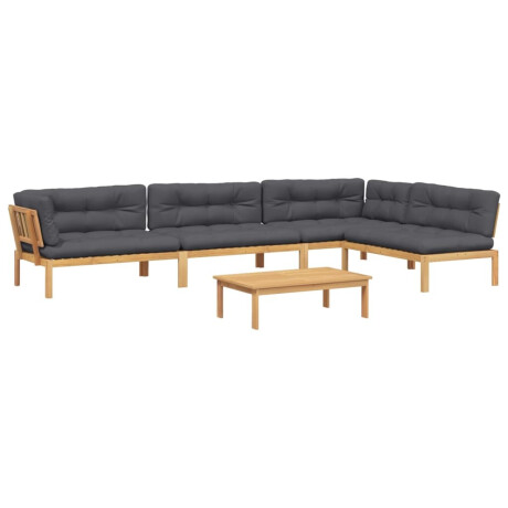 vidaXL 5-delige Loungeset pallet met kussens massief acaciahout afbeelding2 - 1