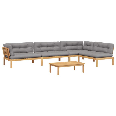 vidaXL 5-delige Loungeset pallet met kussens massief acaciahout afbeelding2 - 1