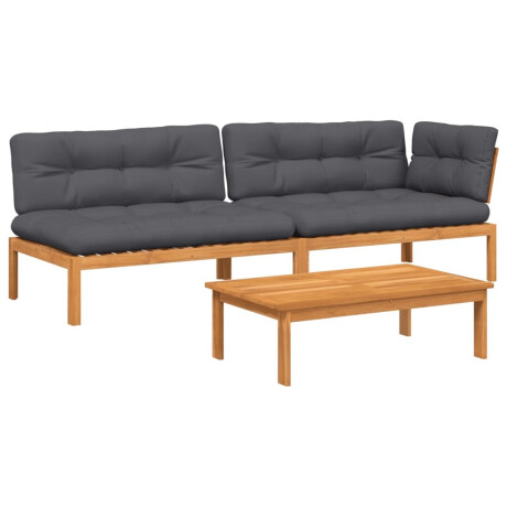 vidaXL 3-delige Loungeset pallet met kussens massief acaciahout afbeelding2 - 1