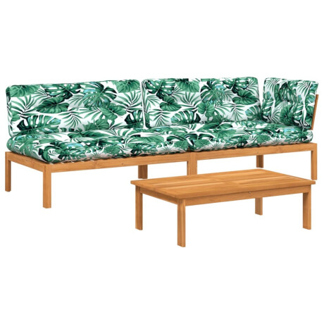 vidaXL 3-delige Loungeset pallet met kussens massief acaciahout afbeelding2 - 1