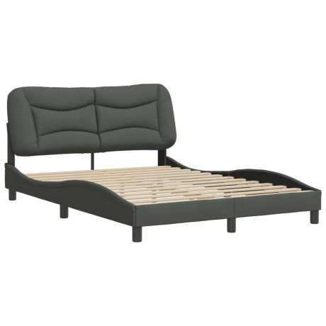 vidaXL Bedframe zonder matras "Hvar" stof donkergrijs 140x200 cm afbeelding2 - 1