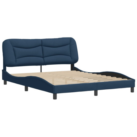 vidaXL Bedframe met hoofdbord stof blauw 160x200 cm afbeelding2 - 1