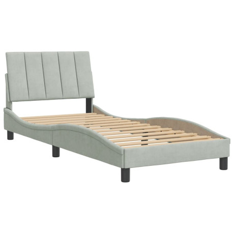 vidaXL Bedframe met hoofdbord fluweel lichtgrijs 80x200 cm afbeelding2 - 1