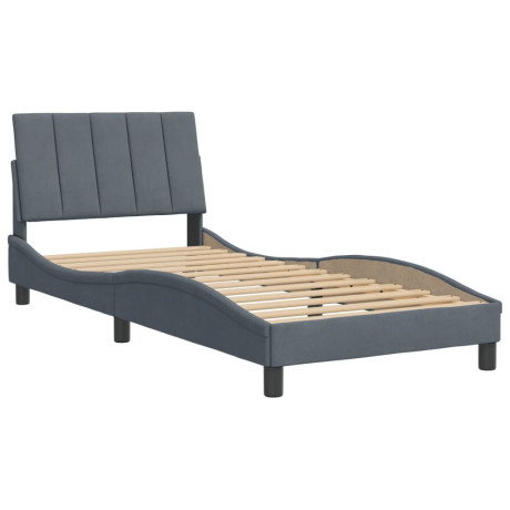 vidaXL Bedframe met hoofdeinde fluweel donkergrijs 80x200 cm afbeelding2 - 1