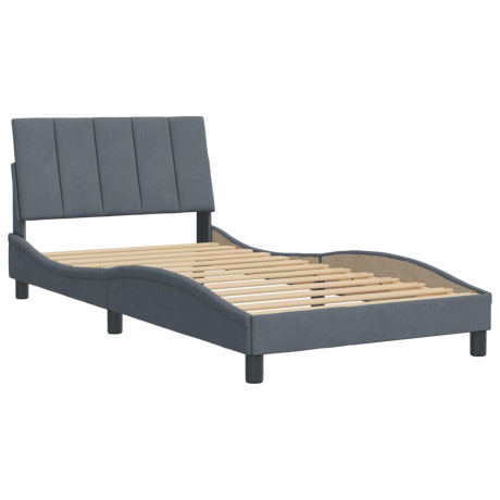vidaXL Bedframe zonder matras "Hanko" 100x200 cm fluweel donkergrijs afbeelding2 - 1