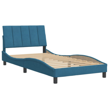 vidaXL Bedframe met hoofdeinde fluweel blauw 100x200 cm afbeelding2 - 1