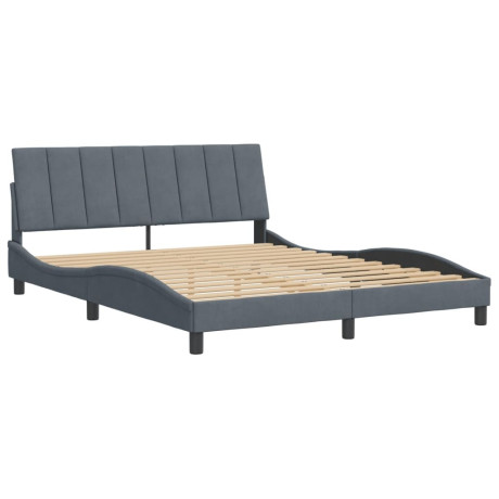 vidaXL Bedframe met hoofdeinde fluweel donkergrijs 160x200 cm afbeelding2 - 1