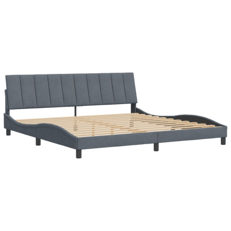 vidaXL Bedframe met hoofdeinde fluweel donkergrijs 200x200 cm afbeelding2 - 1