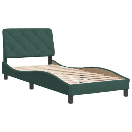 vidaXL Bedframe met hoofdeinde fluweel donkergroen 90x190 cm afbeelding2 - 1