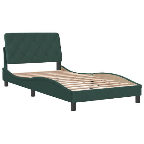 vidaXL Bedframe met hoofdeinde fluweel donkergroen 100x200 cm afbeelding2 - 1