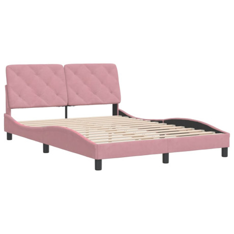 vidaXL Bedframe met hoofdeinde fluweel roze 120x200 cm afbeelding2 - 1