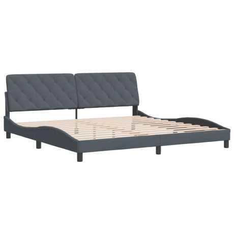 vidaXL Bedframe met hoofdeinde fluweel donkergrijs 200x200 cm afbeelding2 - 1