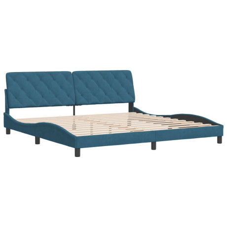 vidaXL Bedframe met hoofdeinde fluweel blauw 200x200 cm afbeelding2 - 1