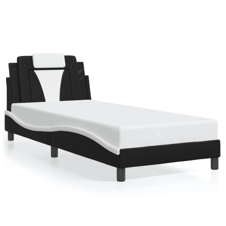vidaXL Bedframe "Viana" zonder matras kunstleer zwart en wit 90x190 cm afbeelding2 - 1