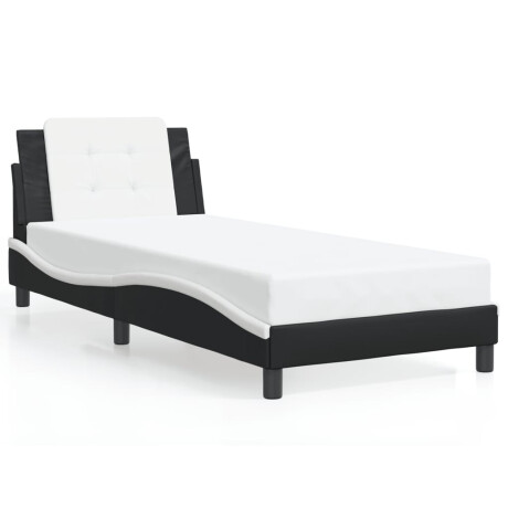vidaXL Bedframe zonder matras "Zadar" kunstleer zwart en wit 90x190 cm afbeelding2 - 1