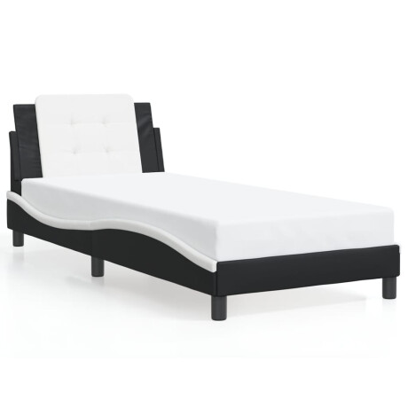 vidaXL Bedframe zonder matras "Zadar" kunstleer zwart en wit 90x200 cm afbeelding2 - 1