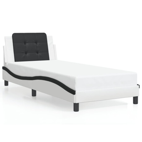 vidaXL Bedframe zonder matras "Zadar" kunstleer zwart en wit 100x200 cm afbeelding2 - 1