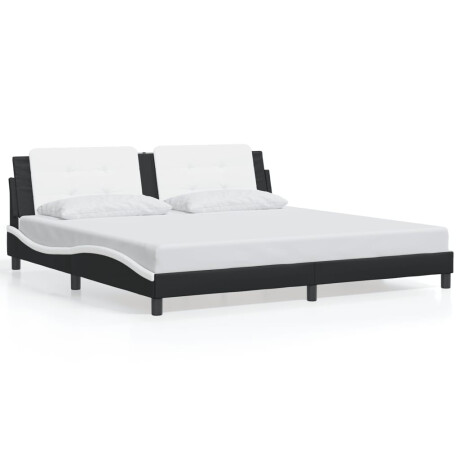 vidaXL Bedframe zonder matras "Zadar" kunstleer zwart en wit 200x200 cm afbeelding2 - 1