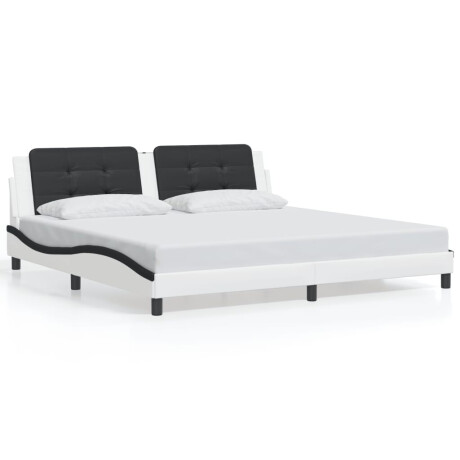 vidaXL Bedframe zonder matras "Zadar" kunstleer wit en zwart 200x200 cm afbeelding2 - 1
