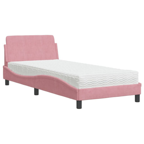 vidaXL Bed met matras "Dover" fluweel roze 90x190 cm afbeelding2 - 1