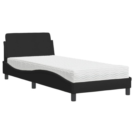 vidaXL Bed met matras stof zwart 90x200 cm afbeelding2 - 1
