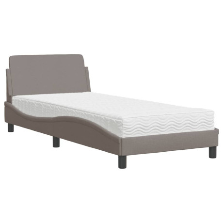 vidaXL Bed met matras stof taupe 90x200 cm afbeelding2 - 1