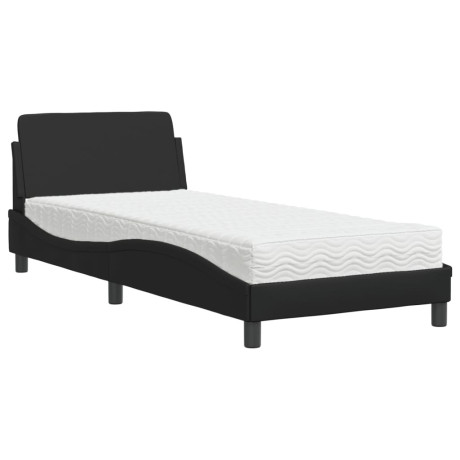 vidaXL Bed met matras kunstleer zwart 90x200 cm afbeelding2 - 1