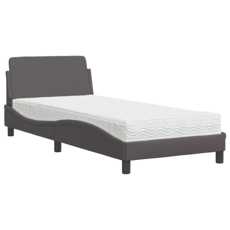 vidaXL Bed met matras kunstleer grijs 90x200 cm afbeelding2 - 1