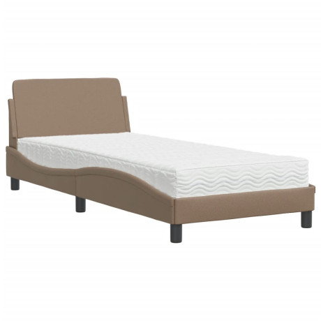 vidaXL Bed met matras kunstleer cappuccinokleurig 90x200 cm afbeelding2 - 1
