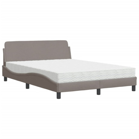 vidaXL Bed met matras stof taupe 120x200 cm afbeelding2 - 1