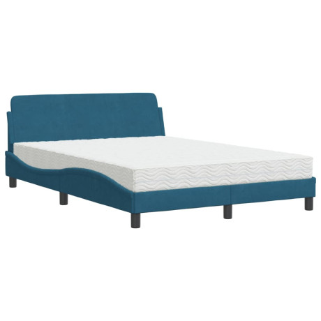 vidaXL Bed met matras fluweel blauw 120x200 cm afbeelding2 - 1