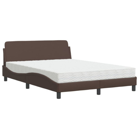 vidaXL Bed met matras kunstleer bruin 120x200 cm afbeelding2 - 1