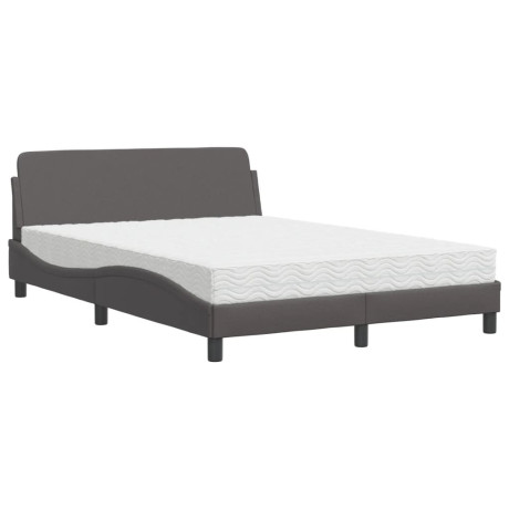vidaXL Bed met matras kunstleer grijs 120x200 cm afbeelding2 - 1