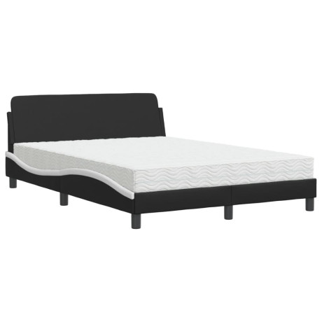 vidaXL Bed met matras kunstleer zwart en wit 120x200 cm afbeelding2 - 1