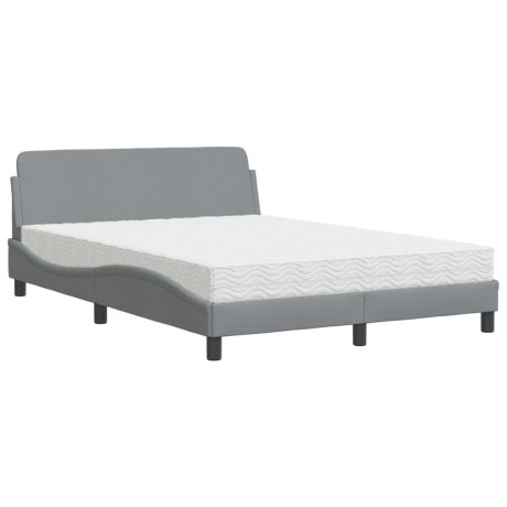 vidaXL Bed met matras "Dover" stof lichtgrijs 140x200 cm afbeelding2 - 1