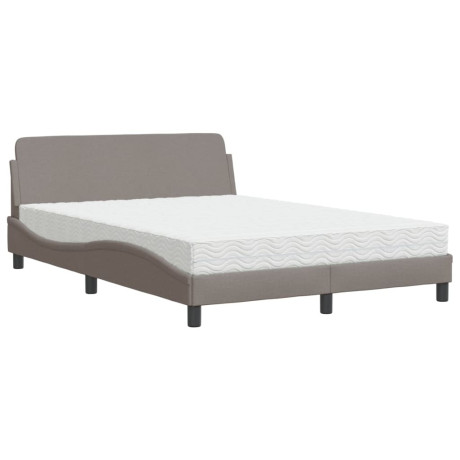 vidaXL Bed met matras stof taupe 140x200 cm afbeelding2 - 1