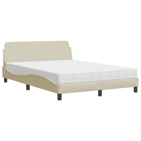 vidaXL Bed met matras "Dover" stof crèmekleurig 140x200 cm afbeelding2 - 1