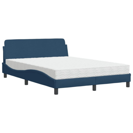 vidaXL Bed met matras stof blauw 140x200 cm afbeelding2 - 1