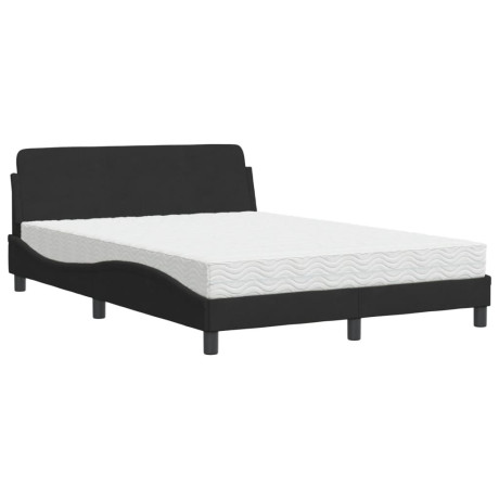 vidaXL Bed met matras fluweel zwart 140x200 cm afbeelding2 - 1