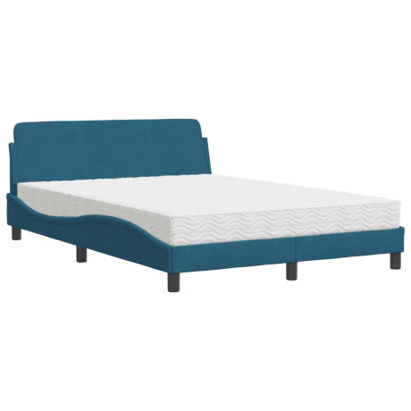 vidaXL Bed met matras fluweel blauw 140x200 cm afbeelding2 - 1