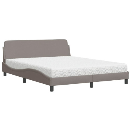 vidaXL Bed met matras stof taupe 160x200 cm afbeelding2 - 1