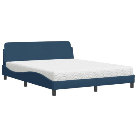 vidaXL Bed met matras stof blauw 160x200 cm afbeelding2 - 1